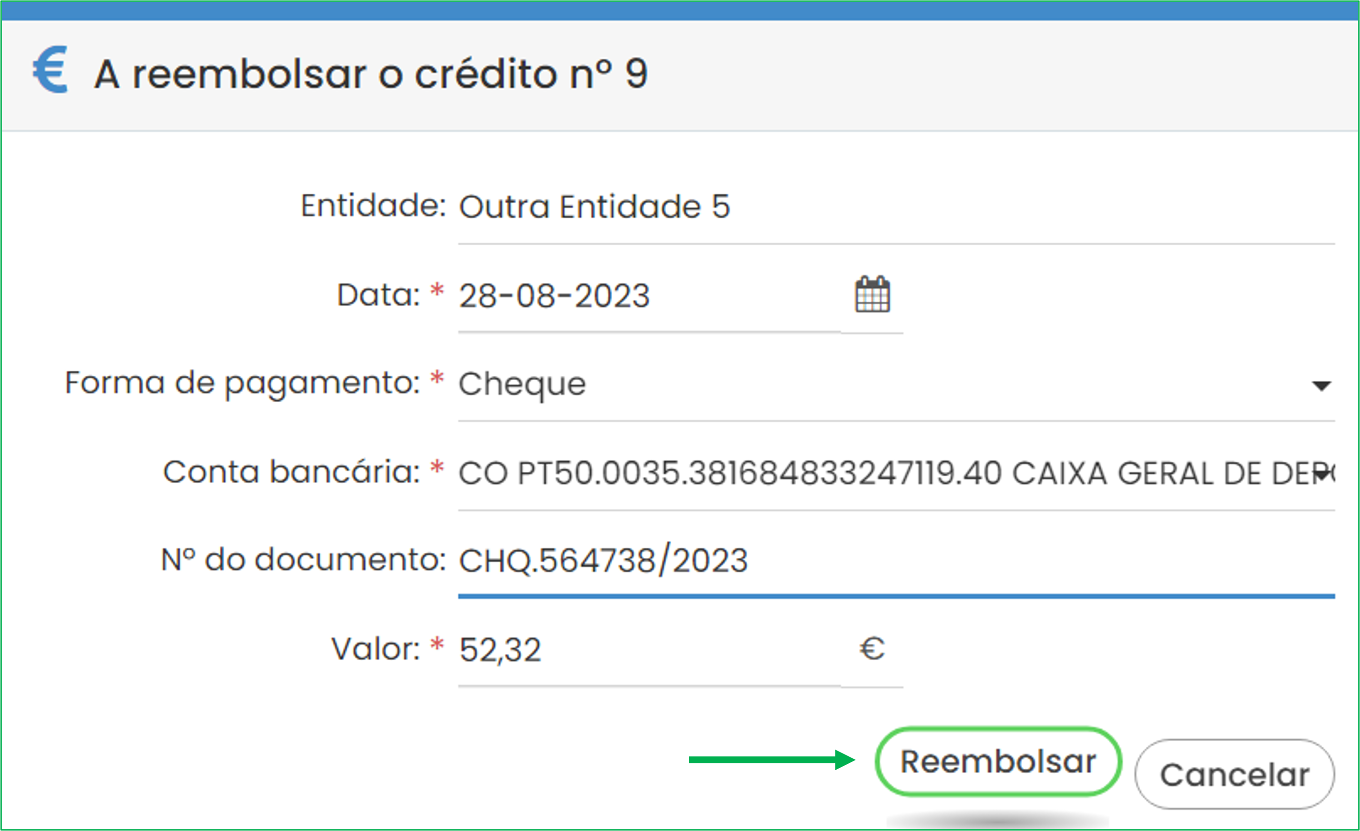 Como reembolsar um crédito? Suporte a Clientes